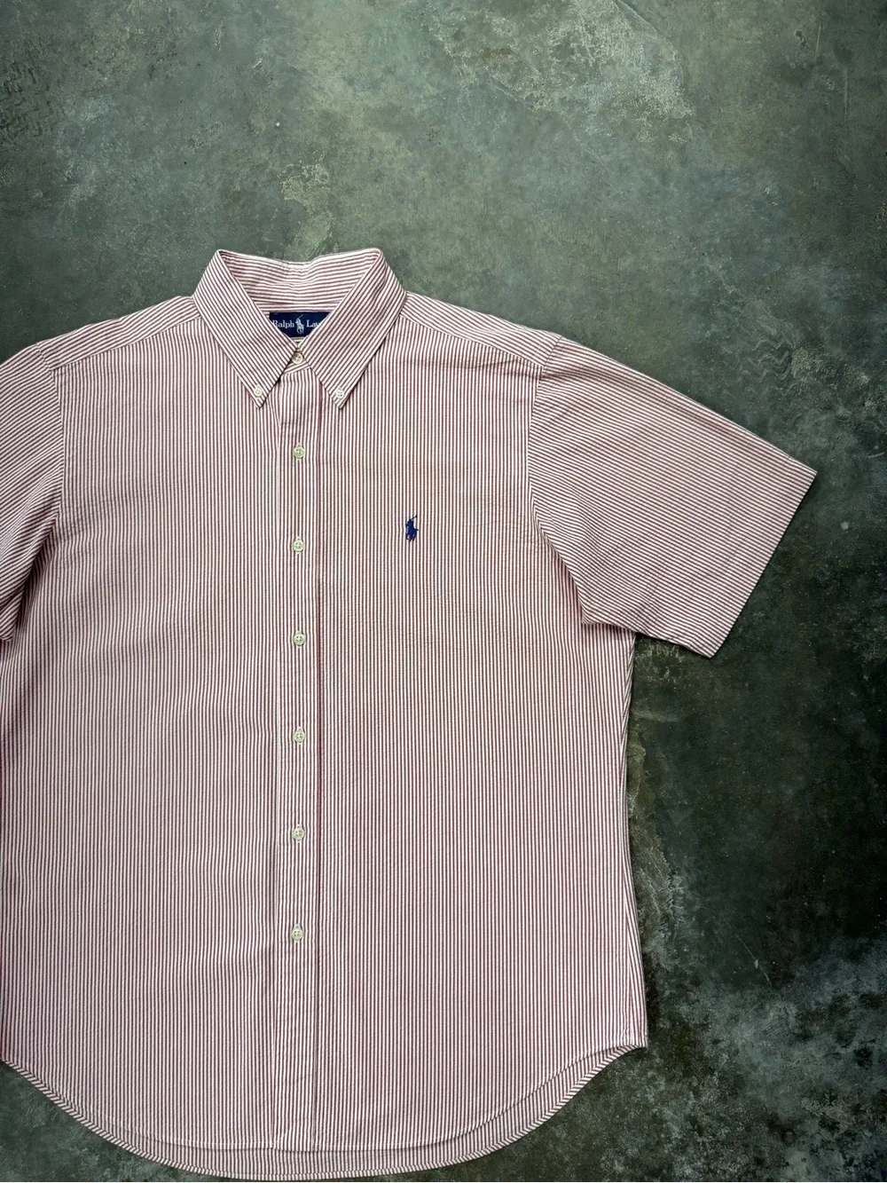 Polo Ralph Lauren Pink Seersucker Button Up Shirt Mens Large